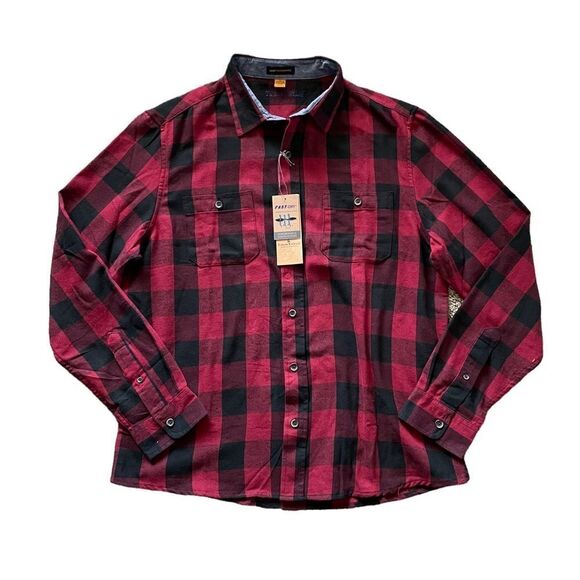 NWT TAILOR VINTAGE Airotec Buffalo Stretch Flannel Shirt Size Large - Picture 2 of 8